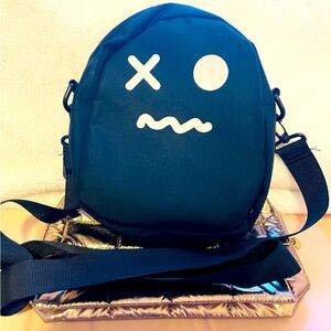 Black and White Goofy PAC-MAN Looking Korean Crossbody Bag or Purse